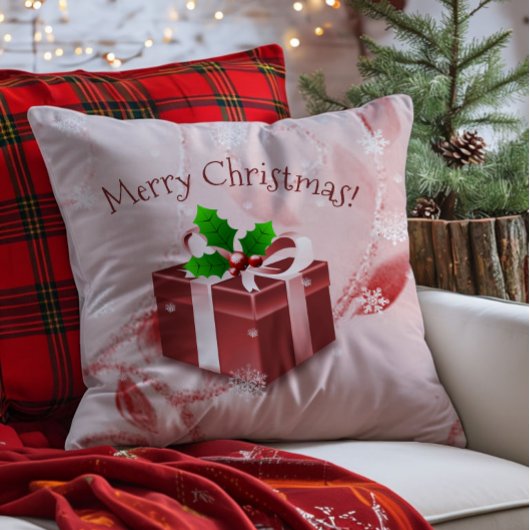 クリスマスプレゼントの赤いスロー枕 クッション