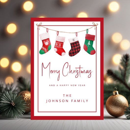 クリスマスプレゼントの靴下 シーズンカード