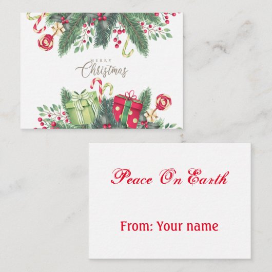 クリスマスプレゼントの飾り付け ノートカード (正面/裏面)