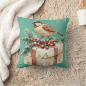 クリスマスプレゼントの鳥 クッション (ブランケット)