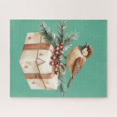 クリスマスプレゼントの鳥 ジグソーパズル (横)