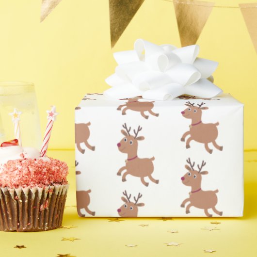 クリスマスプレゼントは可愛いトナカイを包む ラッピングペーパー (誕生日パーティー)