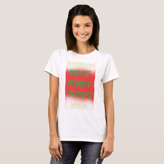 クリスマスプレゼントは赤い白い緑と文字 Tシャツ (正面フル)