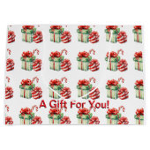 クリスマスプレゼントをデザインした抱き枕 ラージペーパーバッグ (正面)