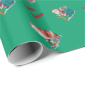 クリスマスプレゼントを包むかわいいサンタとおもちゃ ラッピングペーパー (ロールコーナー)