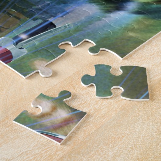 クリスマスプレゼントを届けるサンタクロースの猫 ジグソーパズル (側面)