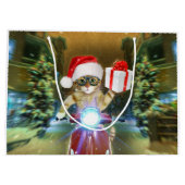 クリスマスプレゼントを届けるサンタクロースの猫 ラージペーパーバッグ (裏面)