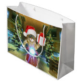 クリスマスプレゼントを届けるサンタクロースの猫 ラージペーパーバッグ (裏面アングル)