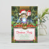 クリスマスプレゼントを届けるサンタクロースの猫 招待状 (スタンド正面)