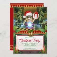 クリスマスプレゼントを届けるサンタクロースの猫