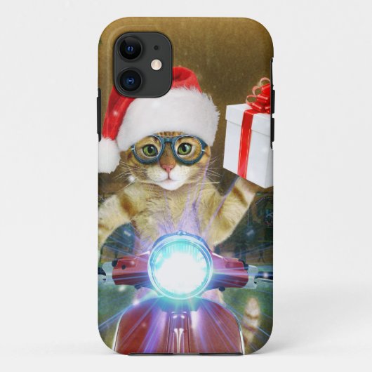 クリスマスプレゼントを届けるサンタクロースの猫 Case-Mate iPhoneケース (裏面)