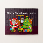 クリスマスプレゼントを届けるブラック・サンタクロース ジグソーパズル (横)