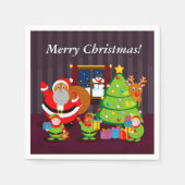 クリスマスプレゼントを届けるブラック・サンタクロース スタンダードカクテルナプキン (正面)