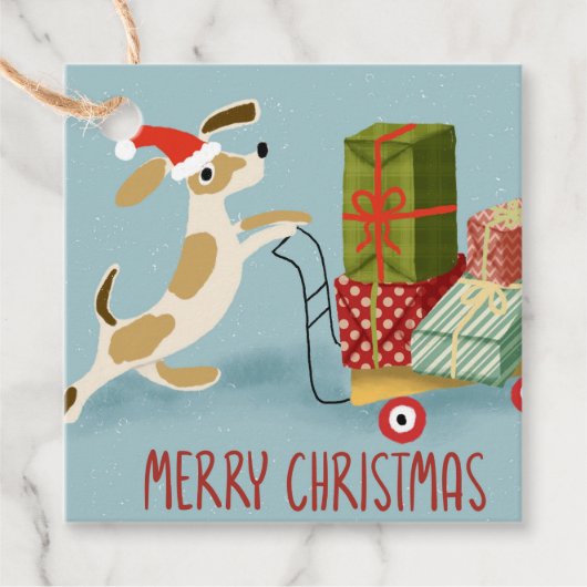 クリスマスプレゼントを届ける犬 フェイバータグ (正面)