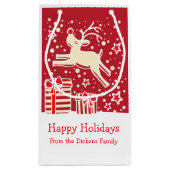 クリスマスプレゼントを巡る可愛いトナカイバッグ スモールペーパーバッグ (裏面)