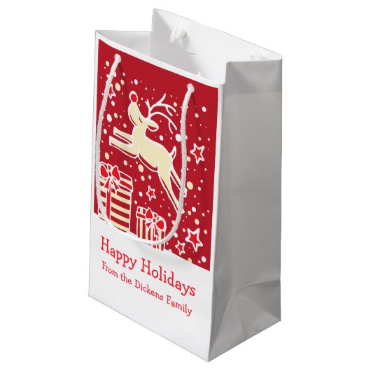 クリスマスプレゼントを巡る可愛いトナカイバッグ スモールペーパーバッグ (裏面アングル)