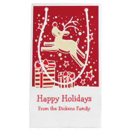 クリスマスプレゼントを巡る可愛いトナカイバッグ スモールペーパーバッグ