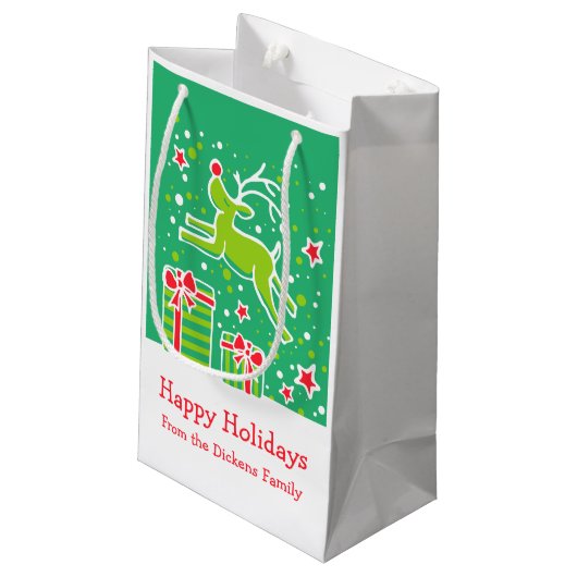 クリスマスプレゼントを巡る可愛いトナカイバッグ スモールペーパーバッグ (裏面アングル)