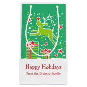 クリスマスプレゼントを巡る可愛いトナカイバッグ スモールペーパーバッグ (正面)