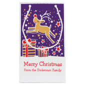 クリスマスプレゼントを巡る可愛いトナカイバッグ スモールペーパーバッグ (裏面)