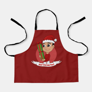 クリスマスプレゼントを持ったかわいい幼児 エプロン