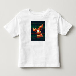 クリスマスプレゼントを持ったカートゥーンヘラジカの子供用Tシャツ トドラーTシャツ