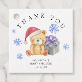 クリスマスプレゼントを持った冬のテディベア -ありがとう フェイバータグ