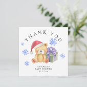 クリスマスプレゼントを持った冬のテディベア -ありがとう 招待状 (スタンド正面)