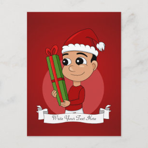 クリスマスプレゼントを持っているかわいい幼児 シーズンポストカード