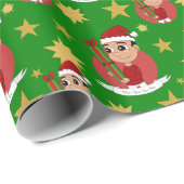 クリスマスプレゼントを持っているかわいい幼児 ラッピングペーパー (ロールコーナー)