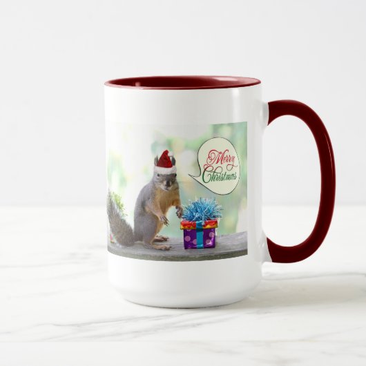 クリスマスプレゼントを持つクリスマスのリス マグカップ (右)