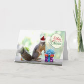 クリスマスプレゼントを持つクリスマスリス シーズンカード (正面)