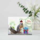 クリスマスプレゼントを持つクリスマスリス シーズンポストカード (スタンド正面)