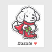クリスマスプレゼントを持つプードル シール (シート)