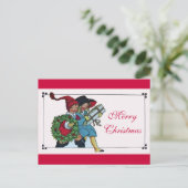 クリスマスプレゼントを持つ子供 シーズンポストカード (スタンド正面)