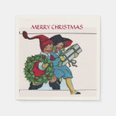 クリスマスプレゼントを持つ子供 スタンダードカクテルナプキン (正面)