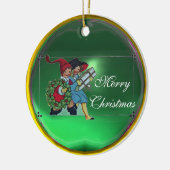 クリスマスプレゼントを持つ子供 セラミックオーナメント (左)