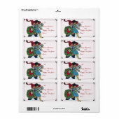 クリスマスプレゼントを持つ子供 ラベル (フルシート)