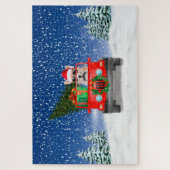 クリスマスプレゼントを添えたコルギ犬 ジグソーパズル (縦)