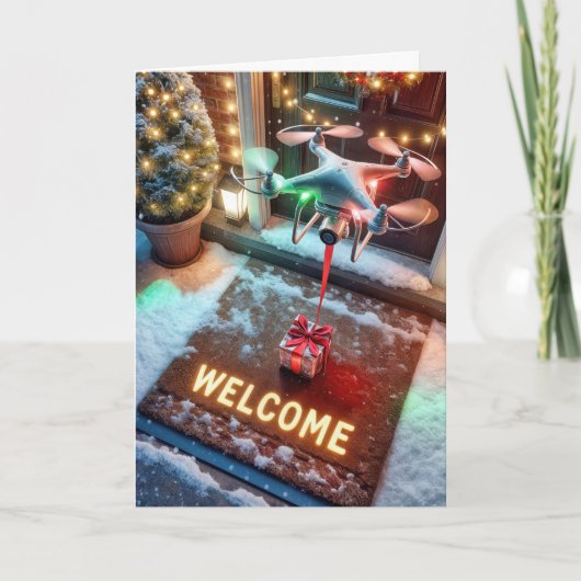 クリスマスプレゼントを贈るドローン シーズンカード (正面)
