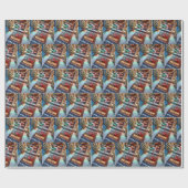 クリスマスプレゼントを贈るドローン ラッピングペーパー (フラット)