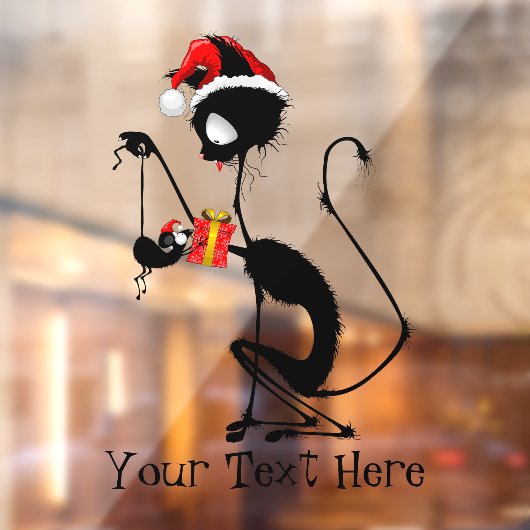 クリスマスプレゼントを贈るネコのサンタとマウス ウィンドウサイン (シート2)