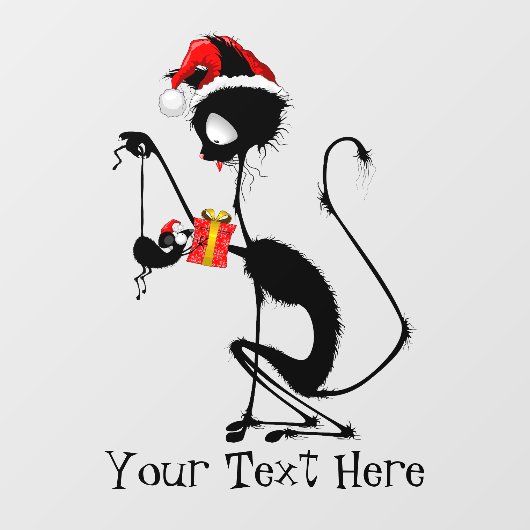 クリスマスプレゼントを贈るネコのサンタとマウス ウィンドウサイン (シート)