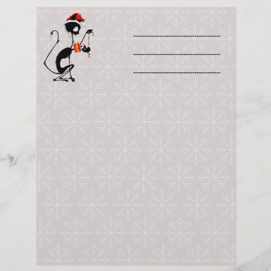 クリスマスプレゼントを贈るネコのサンタとマウス レターヘッド (正面)