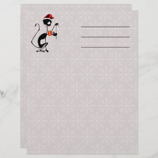 クリスマスプレゼントを贈るネコのサンタとマウス レターヘッド (正面/裏面)