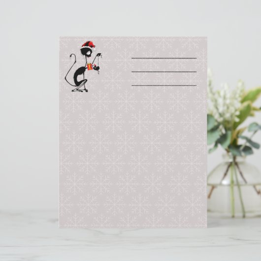 クリスマスプレゼントを贈るネコのサンタとマウス レターヘッド (スタンド正面)