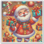 クリスマスプレゼントを贈る喜ばしいサンタ シール (正面)