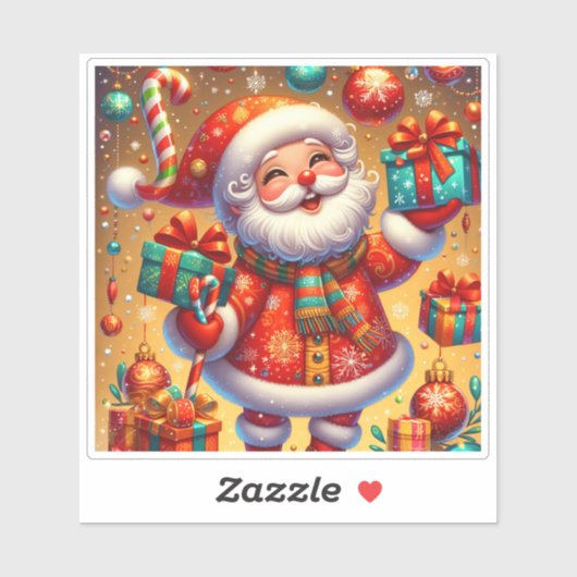 クリスマスプレゼントを贈る喜ばしいサンタ シール (シート)
