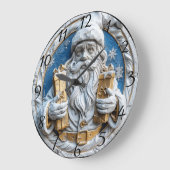 クリスマスプレゼントを贈る喜ばしいサンタ ラージ壁時計 (傾斜)