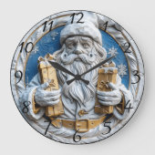 クリスマスプレゼントを贈る喜ばしいサンタ ラージ壁時計 (正面)